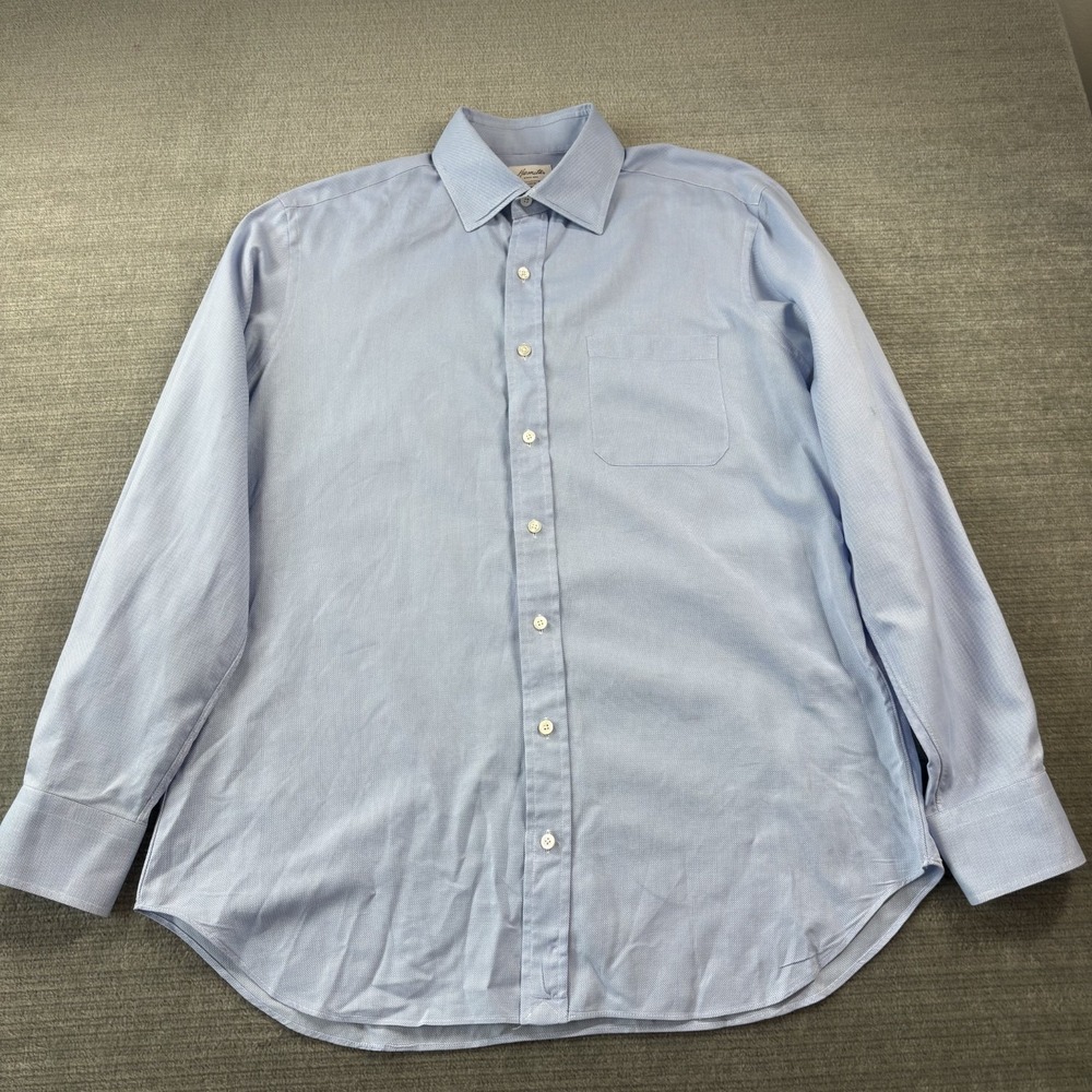 Hamilton Shirt Co Shirt Mens 17 Blue Button Up Feb 19 Spread Collar